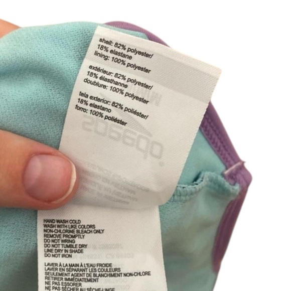 4/$25 Speedo Girls No Wedgie Worries One Piece Swimsuit Size Medium Blue Purple - Picture 7 of 7